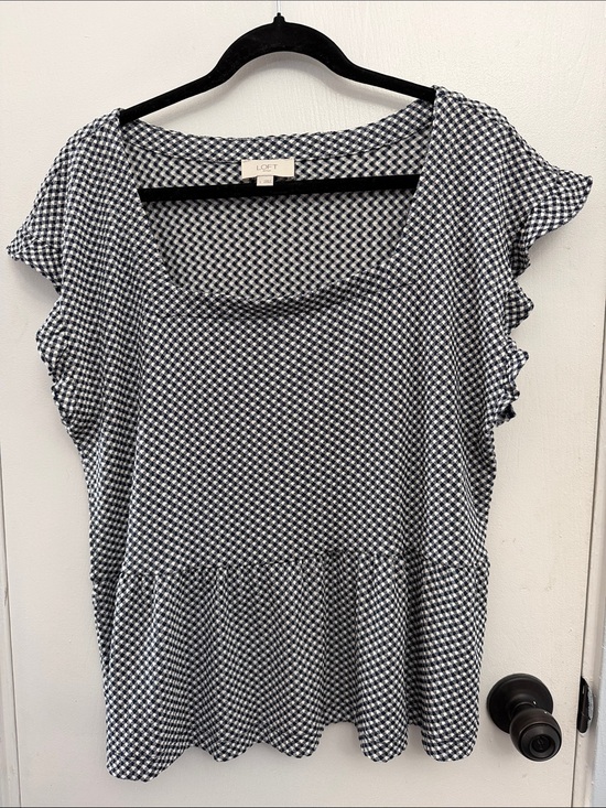 LOFT Tops - LOFT Outlet Navy and White Gingham Blouse